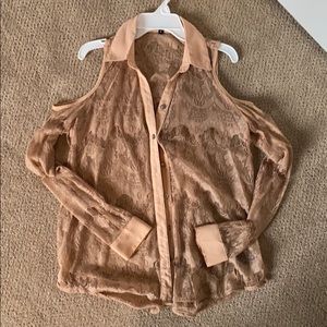 Cold shoulder lace top